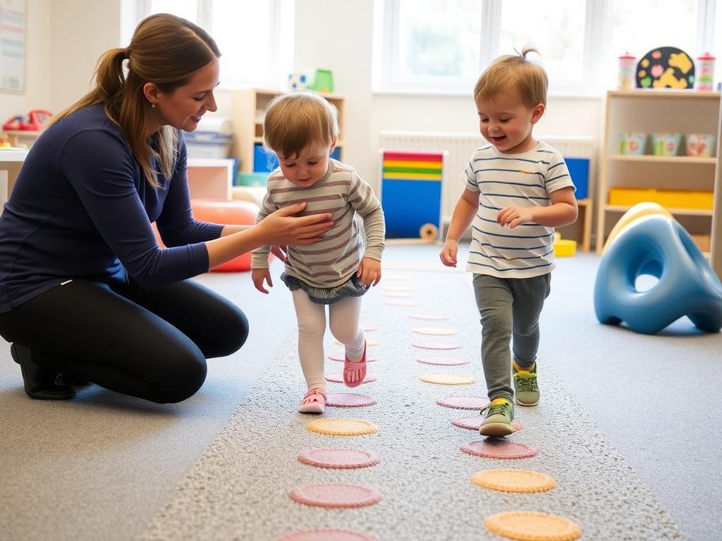 Child engaging in sensory integration therapy for toe walking