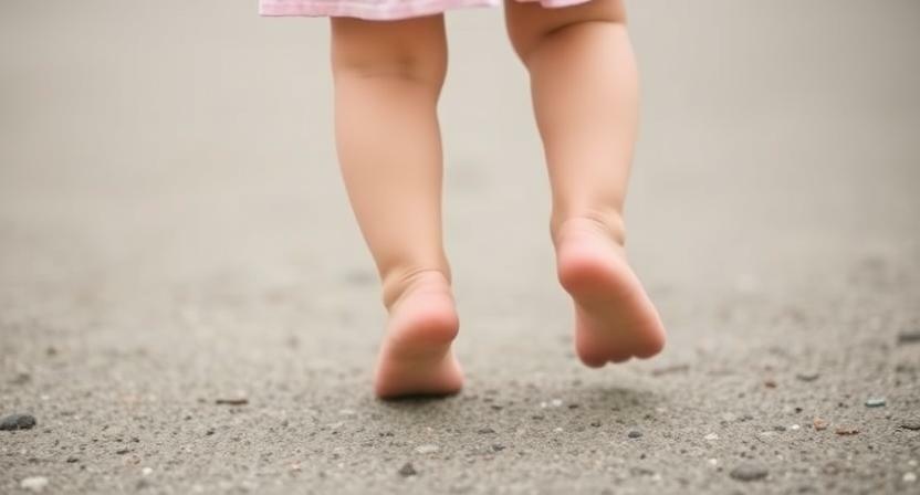 child walking on tip toes