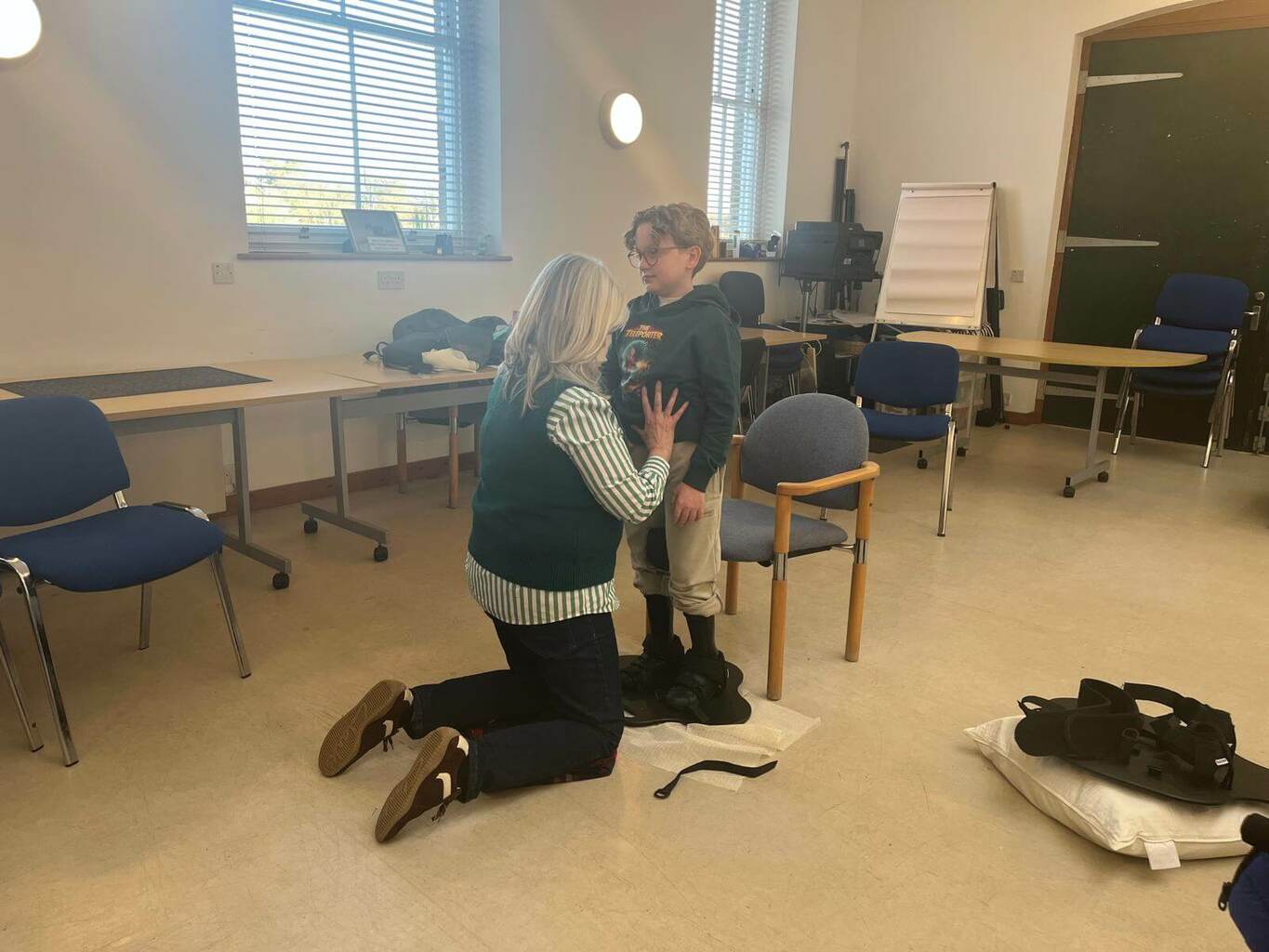 StandSure Therapy Aid being used for pre-hippotherapy preparation