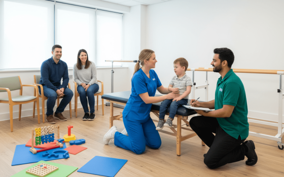 CPIP: The Cerebral Palsy Integrated Pathway healthcare team assessing child with cerebral palsy