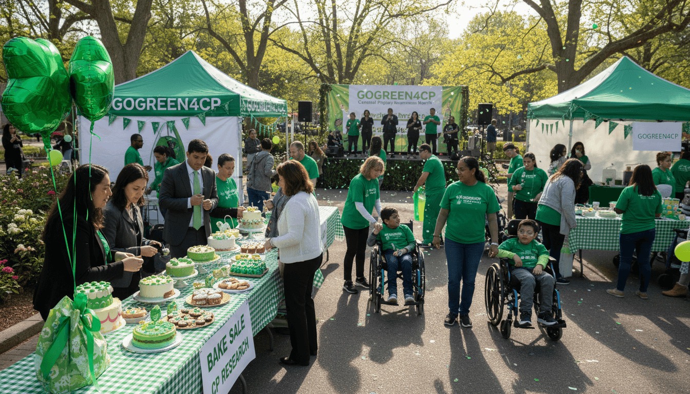 Community fundraising event for Cerebral Palsy Awareness Month with diverse participants