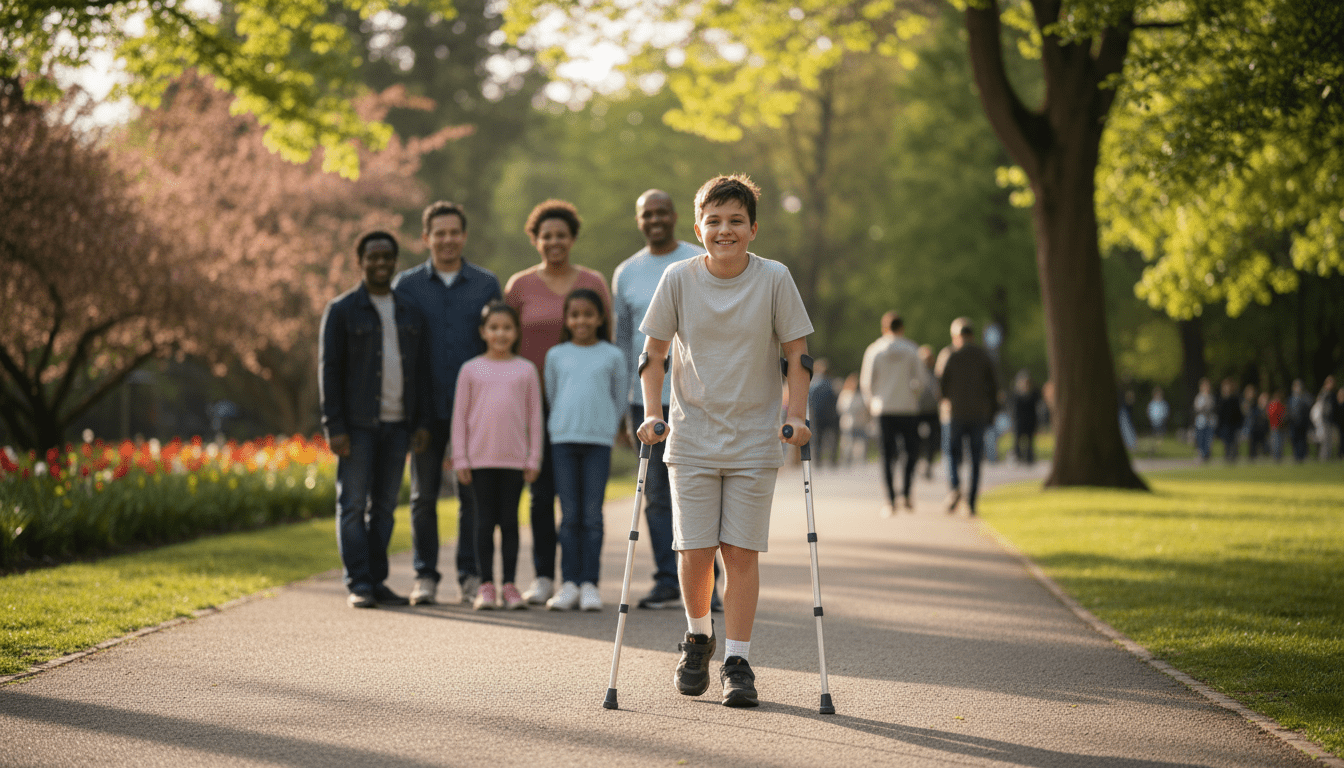 Disabled young person walking independently in community setting after MOVE Programme success