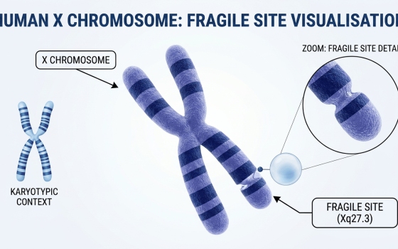 fragile x syndrome genetic disorder showing DNA helix and chromosome structure