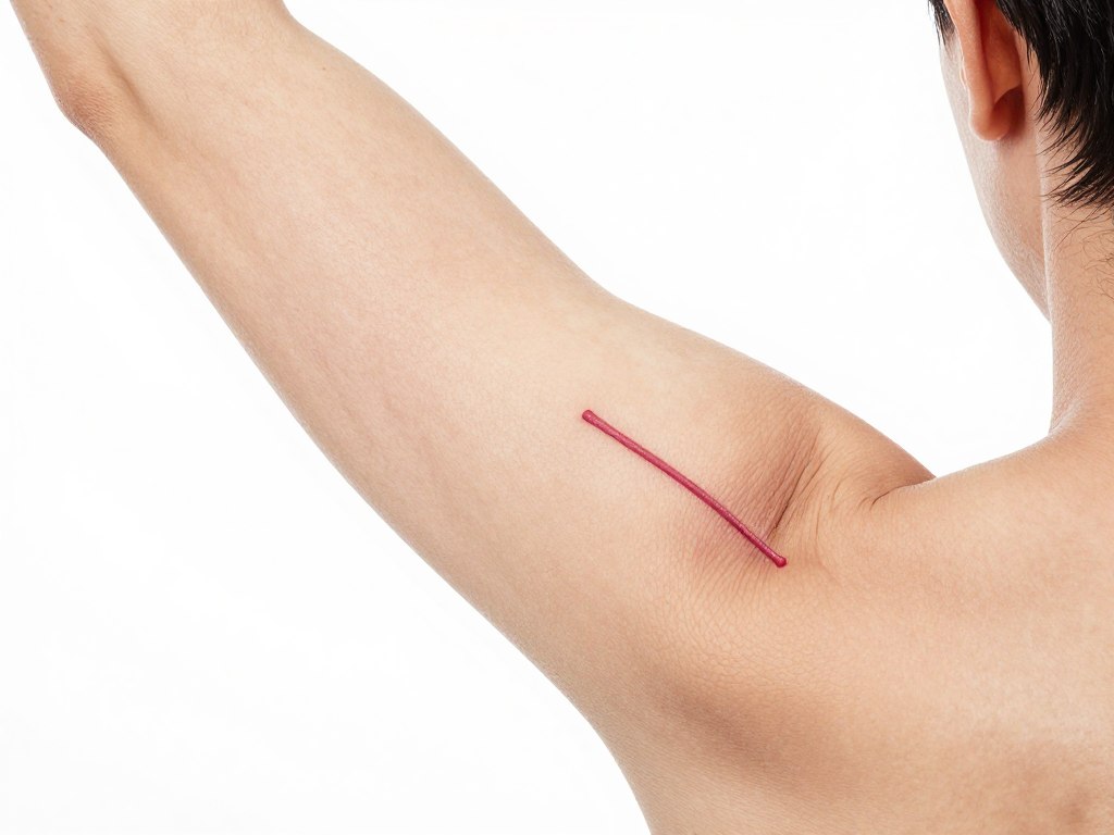 Clinical photograph showing axillary cording after breast surgery