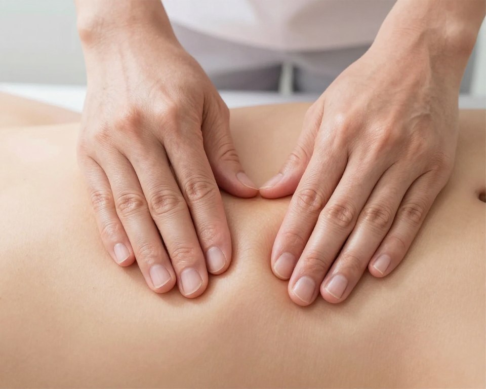 Demonstration of scar massage technique post mastectomy