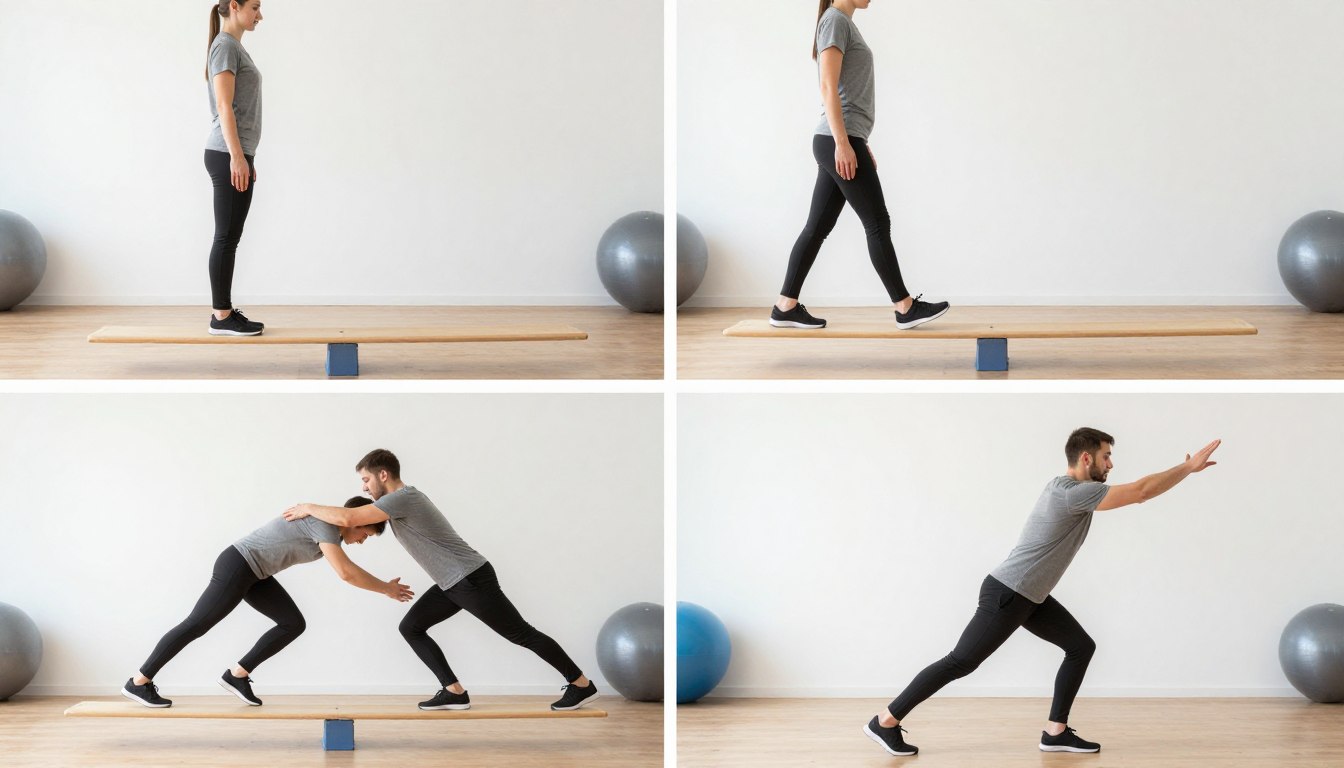 Four types of balance demonstrated through different movements