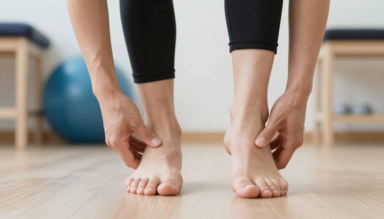 Proper foot positioning during balance rehabilitation exercise