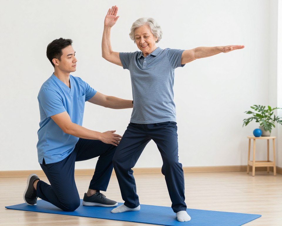 Balance exercise preventing falls in elderly patient