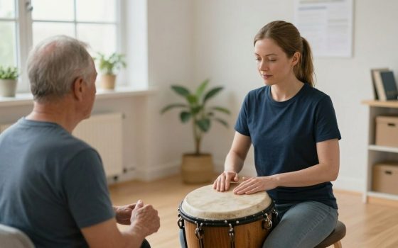 What is music therapy shown in a calm clinical session