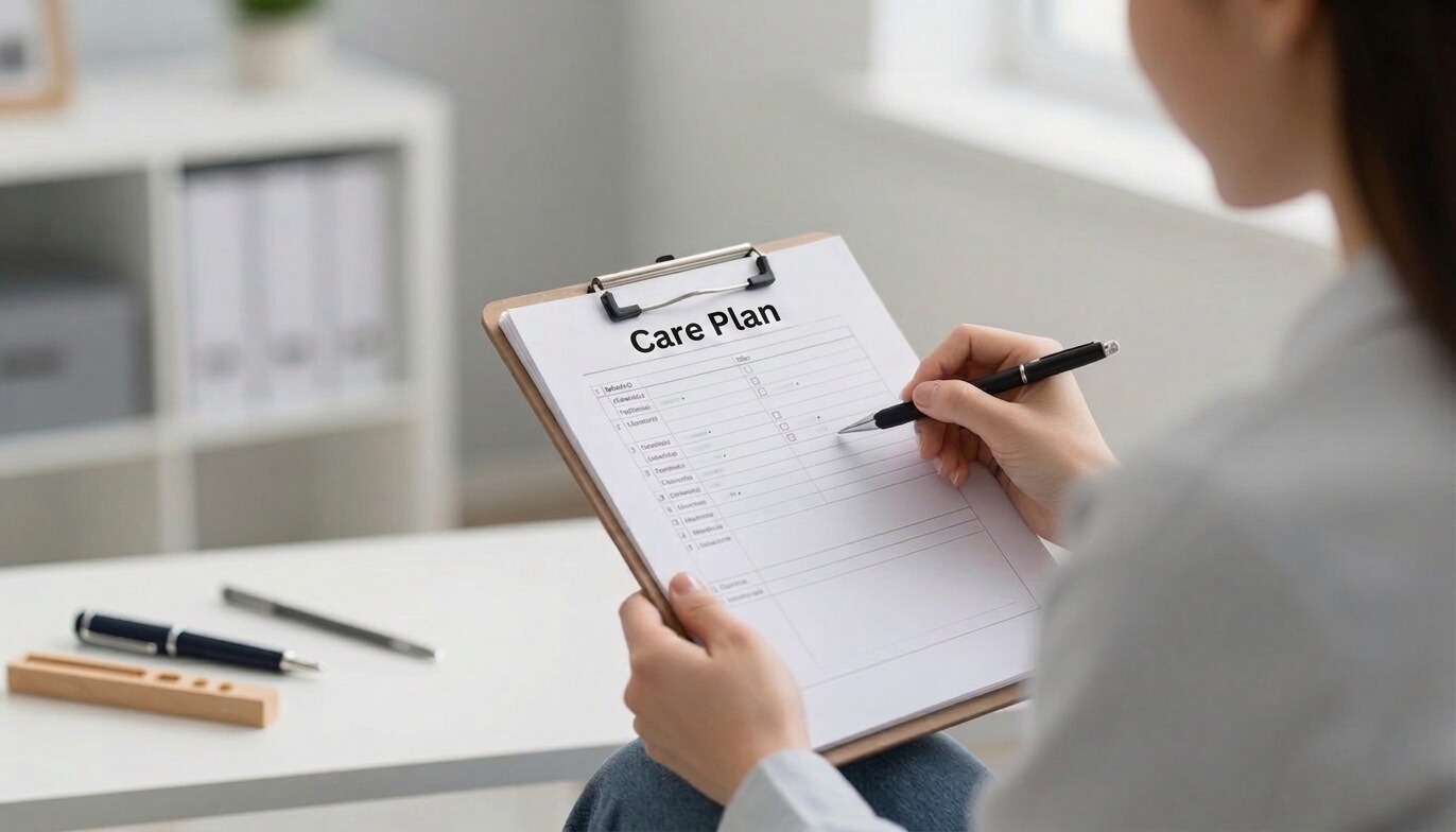 Music therapist preparing a professional care plan